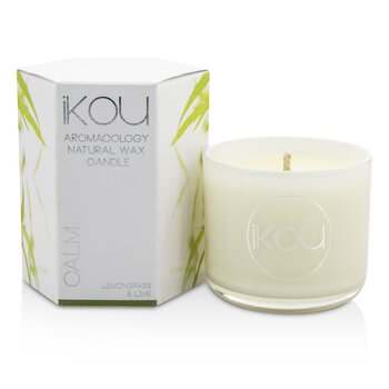 iKOU Eco-Luxury Aromacology Natural Wax Candle Glass - Tenang (Serai & Kapur) (Eco-Luxury Aromacology Natural Wax Candle Glass - Calm (Lemongrass & Lime))