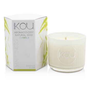 iKOU Eco-Luxury Aromacology Natural Wax Candle Glass - Kebahagiaan (Kelapa & Kapur) (Eco-Luxury Aromacology Natural Wax Candle Glass - Happiness (Coconut & Lime))