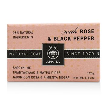 Apivita Sabun Alami Dengan Mawar & Lada Hitam (Natural Soap With Rose & Black Pepper)