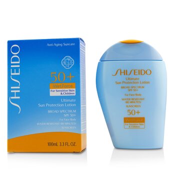 Shiseido Ultimate Sun Protection Lotion WetForce Untuk Wajah & Tubuh SPF 50 + - Untuk Kulit Sensitif & Anak-anak (Ultimate Sun Protection Lotion WetForce For Face & Body SPF 50+ - For Sensitive Skin & Children)
