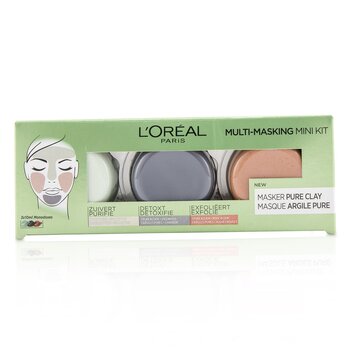 Kit Mini Multi-Masking: Exfoliate & Refine Pores Clay Mask, Detoxifies & Clarifies Clay Mask &Purify & Mattify Clay Mask