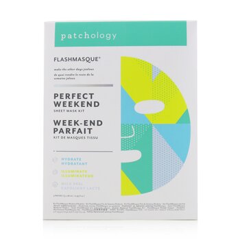 Patchology FlashMasque 5 Menit Sheet Mask - Perfect Weekend Sheet Mask Kit: (Hidrat, Menerangi, Kulit Susu) (FlashMasque 5 Minute Sheet Mask - Perfect Weekend Sheet Mask Kit: (Hydrate, Illuminate, Milk Peel))