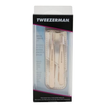 Tweezerman Set Tweeze Mungil Rose Gold (1x Pinset Miring, 1x Pinset Titik) (Rose Gold Petite Tweeze Set (1x Slant Tweezer, 1x Point Tweezer))