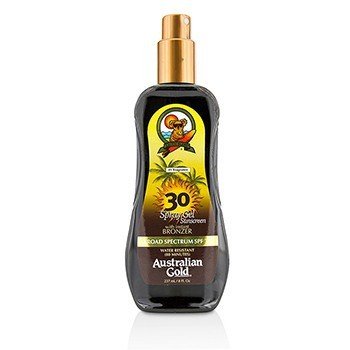 Australian Gold Spray Gel Tabir Surya SPF 30 dengan Bronzer Instan (Spray Gel Sunscreen SPF 30 with Instant Bronzer)