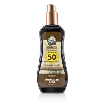 Semprotkan Gel Sunscreen SPF 50 dengan Bronzer Instan (Spray Gel Sunscreen SPF 50 with Instant Bronzer)