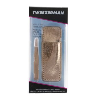 Tweezerman Pinset Miring Mini Dengan Kasing - Rose Gold (Mini Slant Tweezer With Case - Rose Gold)