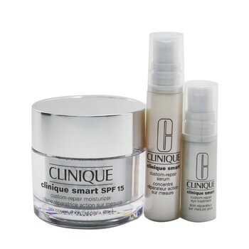 Derm Pro Solutions Clinique Smart (Untuk Custom De-Aging) Set: Moisturizer SPF 15 50ml+ Serum 10ml+ Eye Treatment 5ml