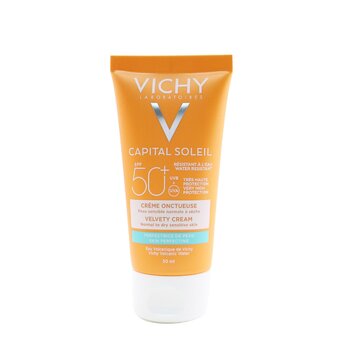 Vichy Capital Soleil Skin Perfecting Velvety Cream SPF 50 - Tahan Air (Normal untuk Kulit Sensitif Kering) (Capital Soleil Skin Perfecting Velvety Cream SPF 50 - Water Resistant (Normal to Dry Sensitive Skin))