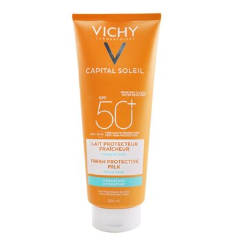 Vichy Capital Soleil Fresh Protective Milk SPF 50 (Tahan Air - Wajah & Tubuh) (Capital Soleil Fresh Protective Milk SPF 50 (Water Resistant - Face & Body))