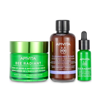 Segar & Glow (Tekstur Bee Radiant- Kaya) Set Hadiah: Krim 50ml + Serum 10ml + Busa Krim Pembersih 75ml + Kantong