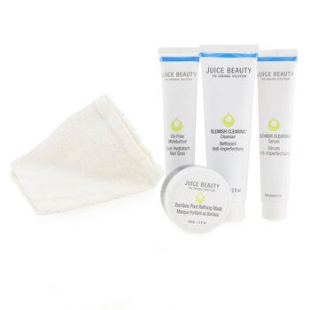 Juice Beauty Kit Solusi Kliring Noda : Pembersih + Pelembab + Masker + Waslap (Unboxed) (Blemish Clearing Solutions Kit : Cleanser + Moisturizer + Mask + Washcloth (Unboxed))