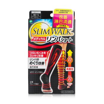 SlimWalk Kompresi Medis Limfatik Open-Toe Socks, Tipe Pendek - # Hitam (Ukuran: M-L) (Compression Medical Lymphatic Open-Toe Socks, Short Type - # Black (Size: M-L))