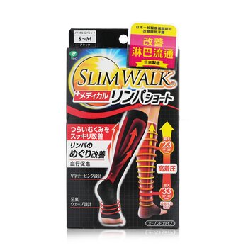 SlimWalk Kompresi Kaus Kaki Terbuka Limfatik Medis, Tipe Pendek - # Hitam (Ukuran: S-M) (Compression Medical Lymphatic Open-Toe Socks, Short Type - # Black (Size: S-M))