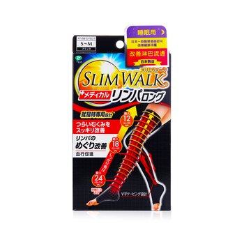SlimWalk Kaus Kaki Kompresi Limfatik Medis, Tipe Panjang - # Hitam (Ukuran: S-M) (Medical Lymphatic Compression Socks, Long Type - # Black (Size: S-M))