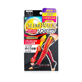 SlimWalk Kaus Kaki Kompresi Limfatik Medis, Tipe Panjang - # Hitam (Ukuran: M-L) (Medical Lymphatic Compression Socks, Long Type - # Black (Size: M-L))