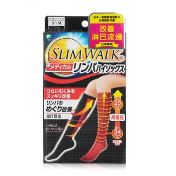 SlimWalk Limf Medis Keluar Kaus Kaki Tinggi, Kaus Kaki Kompresi - # Hitam (Ukuran: S-M) (Medical Lymph Outing High Socks, Compression Socks - # Black (Size: S-M))