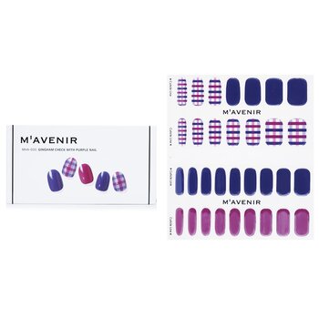 Mavenir Stiker Kuku - # Gingham Check Dengan Kuku Ungu (Nail Sticker (Patterned) - # Gingham Check With Purple Nail)