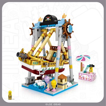 Loz Seri Taman Hiburan LOZ Dream - Kapal Bajak Laut (LOZ Dream Amusement Park Series - Pirate Ship Building Bricks Set)