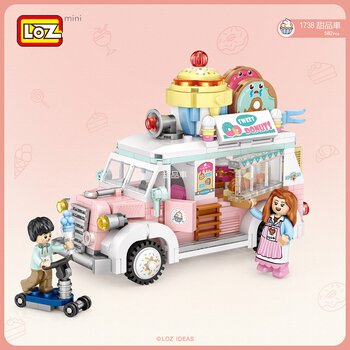 Loz LOZ Mini Blocks - Gerobak Makanan Penutup (LOZ Mini Blocks - Dessert Cart Building Bricks Set)