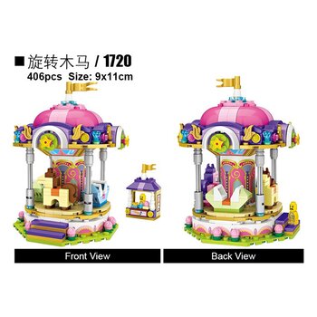 Loz Seri Taman Hiburan LOZ Dream - Korsel (LOZ Dream Amusement Park Series - Carousel Building Bricks Set)