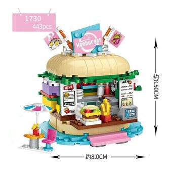 Loz Seri Taman Hiburan LOZ Dream - Toko burger (LOZ Dream Amusement Park Series - Burger shop Building Bricks Set)
