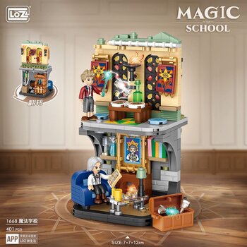Loz Seri Jalanan Akademi Sihir LOZ - Sekolah Sihir (LOZ Magic Academy Street Series - Magic School Building Bricks Set)