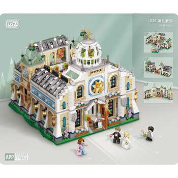 Loz LOZ Mini Blocks - Kapel Pernikahan yang Dapat Ditarik (LOZ Mini Blocks - Retractable Wedding Chapel Building Bricks Set)