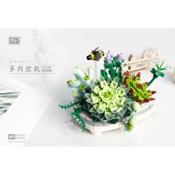 Loz LOZ Mini Blocks - Seri Taman Bunga Abadi - Tanaman Pot Sukulen (LOZ Mini Blocks - Eternal Flowers Garden Series - Succulent Potted Plant Building Bricks Set)