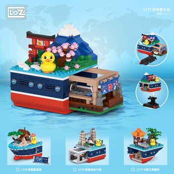 Loz Seri Armada Bebek LOZ - Gunung Fuji (LOZ Duck Fleet Series - Mount Fuji Building Bricks Set Building Bricks Set)