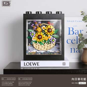 Loz Seri Ide LOZ - Keranjang Bunga Matahari Lukisan Piksel Abadi (LOZ Ideas Series - Sunflower Basket Immortal Pixel Painting Building Bricks Set)