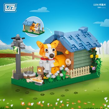 Loz Seri Pertanian Blok Mini LOZ - Corgi (LOZ Mini Blocks Farm Series - Corgi Building Bricks Set)