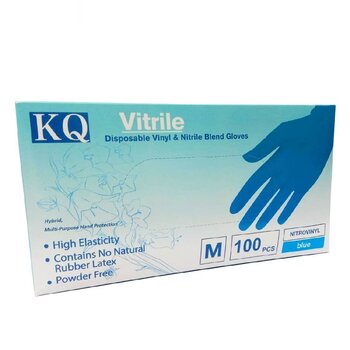 KQ KQ - Sarung Tangan Vitrile Disposable Vinyl & Nitrile Blend -biru (S) (KQ - Vitrile Disposable Vinyl & Nitrile Blend Gloves -blue (S))