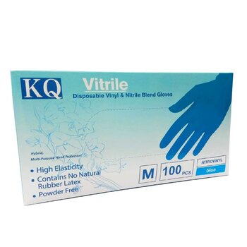 KQ KQ - Sarung Tangan Vitrile Disposable Vinyl & Nitrile Blend -biru (M) (KQ - Vitrile Disposable Vinyl & Nitrile Blend Gloves -blue (M))