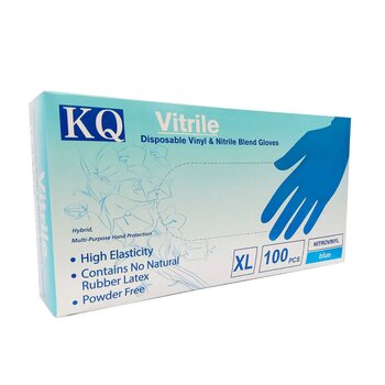 KQ KQ - Sarung Tangan Vitrile Disposable Vinyl & Nitrile Blend -biru (XL) (KQ - Vitrile Disposable Vinyl & Nitrile Blend Gloves -blue (XL))