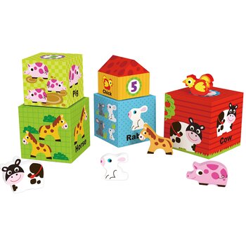 Tooky Toy Co Kotak Bersarang - Pertanian (Nesting Box - Farm)