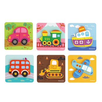 Tooky Toy Co 6 Dalam Puzzle Transportasi Mini (6 In Mini Transportation Puzzle)