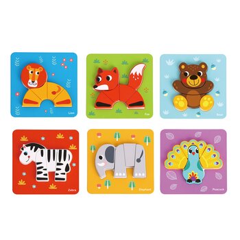 Tooky Toy Co 6 Dalam Puzzle Hewan Mini (6 In Mini Animal Puzzle)