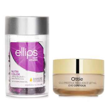 Ellips Hair Vitamin Oil -  Nutri Color 50capsules x1ml X Ottie Gold Prestige Resilience Lifting Eye Contour 30ml