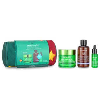 Segar & Glow (Bee Radiant- Light Texture) Gift Set: Gel Cream 50ml + Serum 10ml + Cleansing Creamy Foam 75ml + Pouch