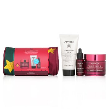 Set Hadiah Di-Vine Beauty (Wine Elixir- Night): Memperbarui Krim Malam Angkat 50ml + Minyak Wajah 10ml + Susu Pembersih 50ml + Kantong